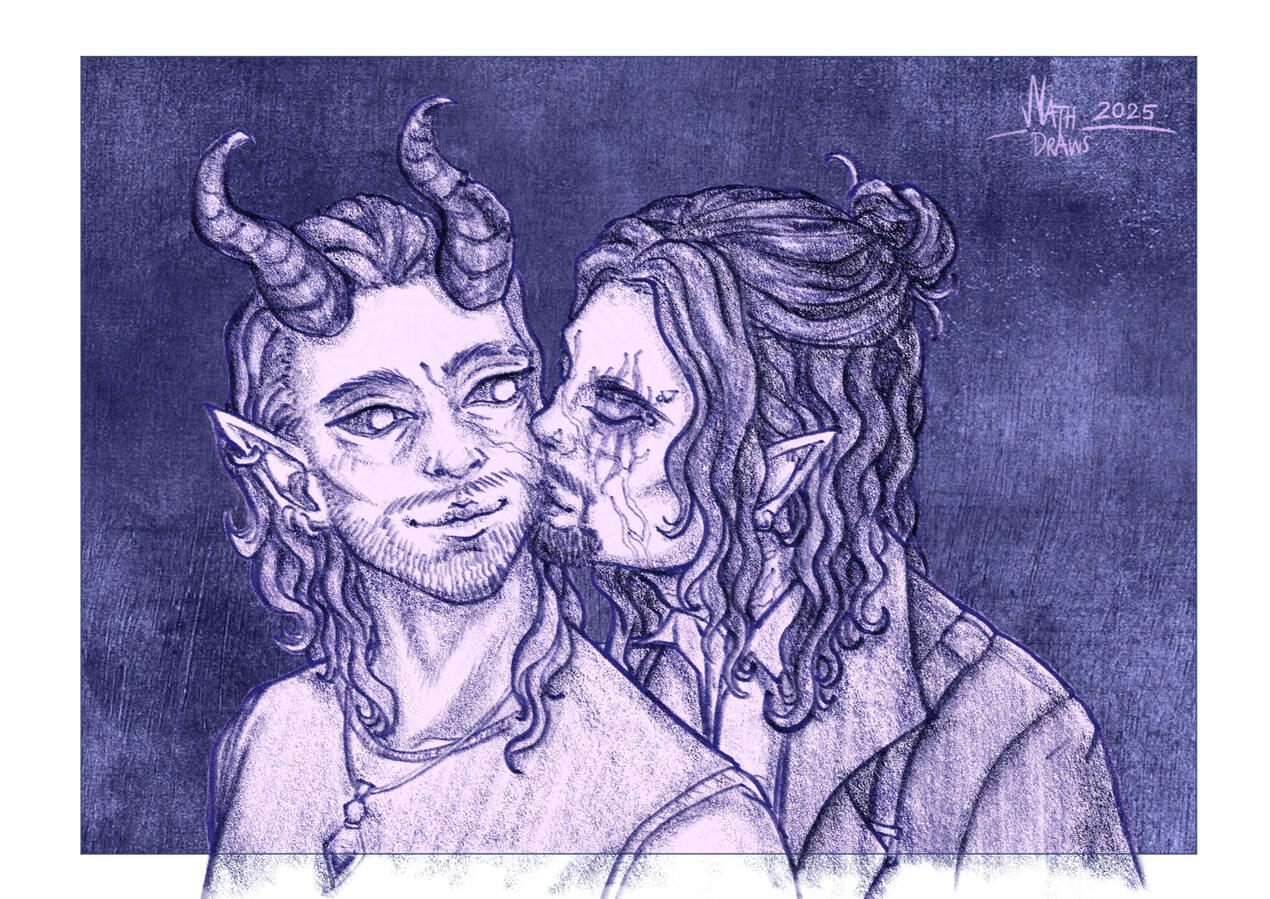 Silfur & Dani kiss - Dani belongs to @pinkless.bsky.social