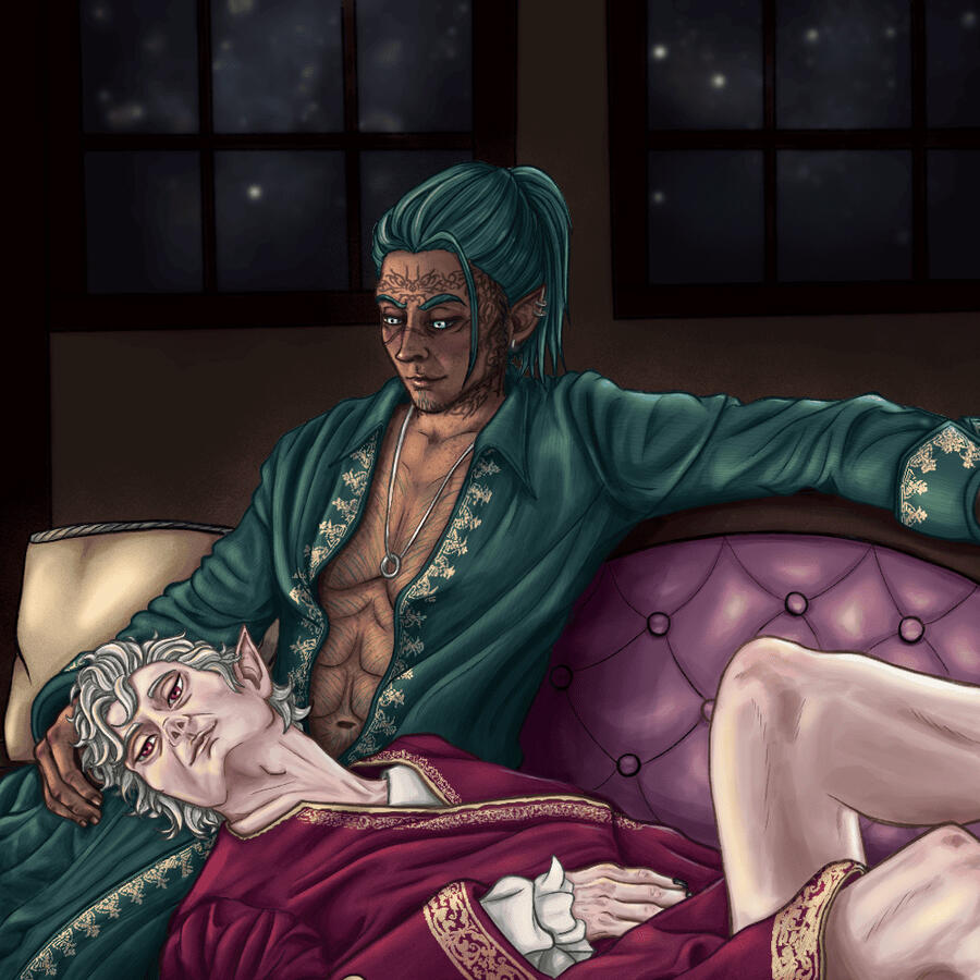 Astarion and Staeve who belongs to @velnna.bsky.social on bsky